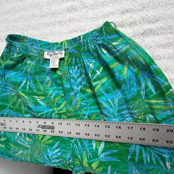 Key Lime Pie Womens Tropical Leaf Print Wide Leg Pants Size Medium Green Summer - Picture 7 of 11